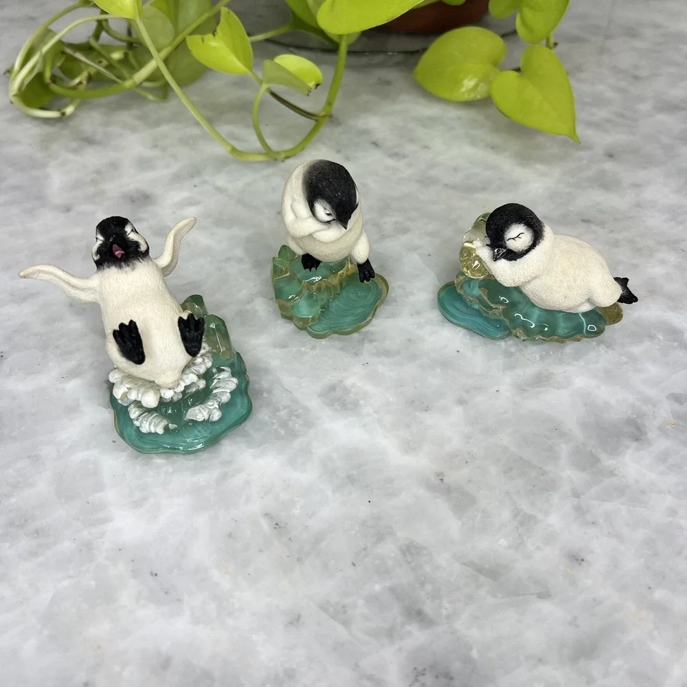 Hamilton Collection Polar Playmates Penguin Figurines Set Of 3 1998 Vintage